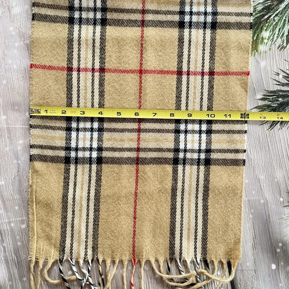 Plaid Rectangular Acrylic Scarf with Fringe 12” x 64”